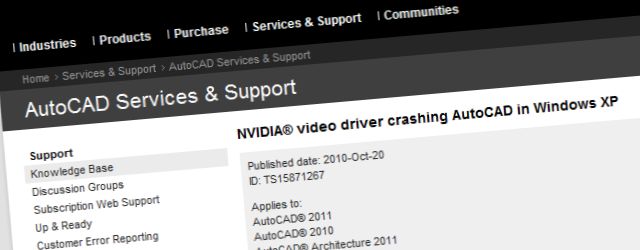Zakrpa za rušenje Autodeskovih programa uzrokovano lošim NVIDIA upravljačkim programima