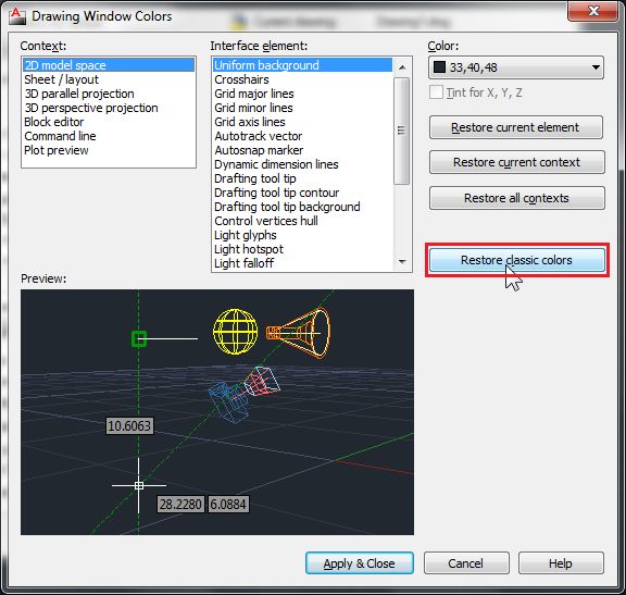 Vraćanje klasične palete boja sučelja Vraćanje klasične palete boja sučelja