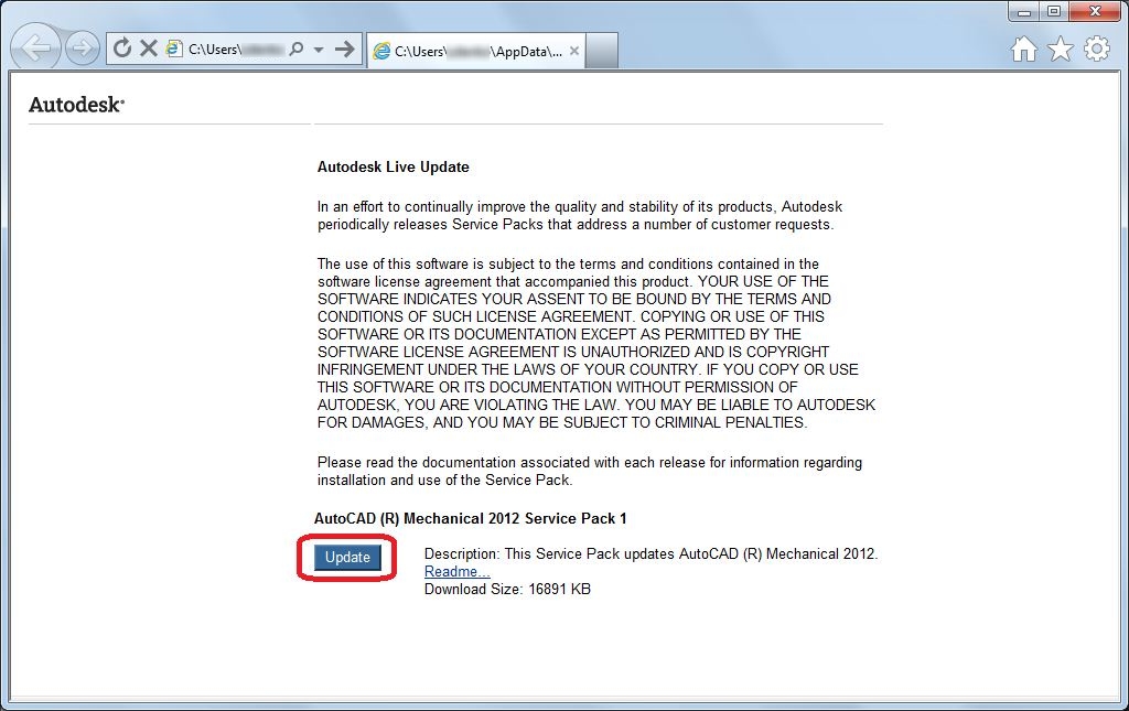 Kliknite na Update da biste instalirali zakrpu